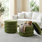 Flouki 19.5" Storage Ottoman Round, Vanity Stools by Flouki
