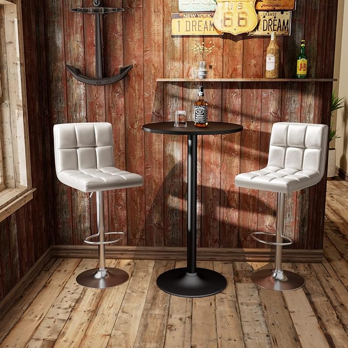 Homall Bar Stools Modern PU Leather Adjustable Swivel Barstools, Armless - Image 7
