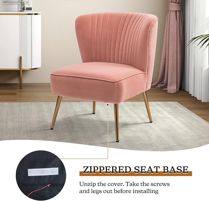 HULALA HOME Velvet Accent Chair, Modern Upholstered Cute Side Chair - Image 6