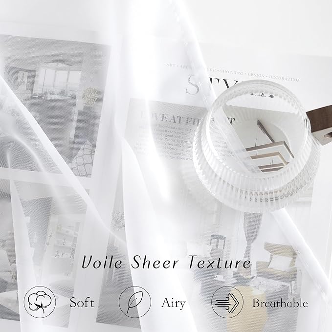 NICETOWN White Sheer Sliding Door Curtains 90 inches Long - Image 4