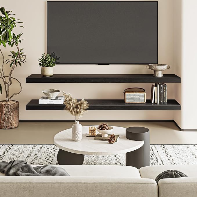 Fixwal Floating Shelves for Wall, 47.2" Long Heavy Duty Wall Mounted Rustic - Image 2