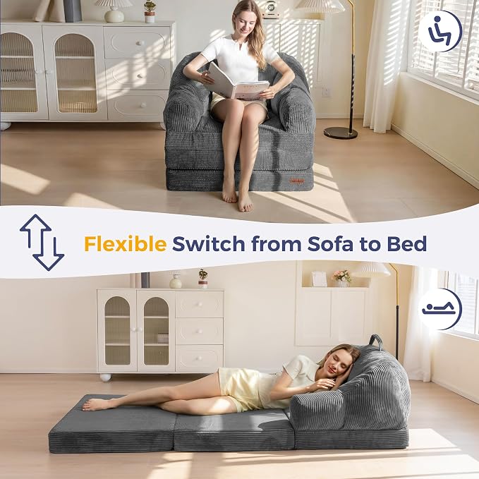 MAXYOYO Folding Sofa Bed with Backrest, Boneless Fold Out Couch Bed with Handle - Image 3