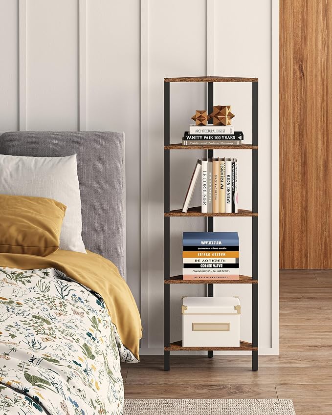 TUTOTAK Corner Shelf, 5-Tier Corner Bookshelf by ChoosetutotakFurnitureBuildYourCozyHome