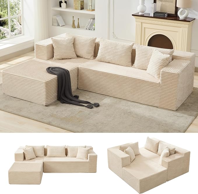 Hetoy Oversized L Shape Modular Sofa, Soft Modular Sectional Couch - Image 6