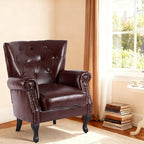 Modern Faux Leather Accent Chair, Upholstered Mid-Century Armchair - Image 5