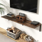 Fun Memories Rustic Brown 12 Inch Deep Floating Shelves Set of 2, Wall Mounted - Image 2