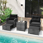 Tangkula 5 Pieces Patio Conversation Set, PE Wicker Rattan Outdoor Furniture Set - Image 2