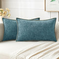 MIULEE Decorative Lumbar Throw Pillow Covers 12x20 Inch Smoke Blue 2 Pack | by MIULEE