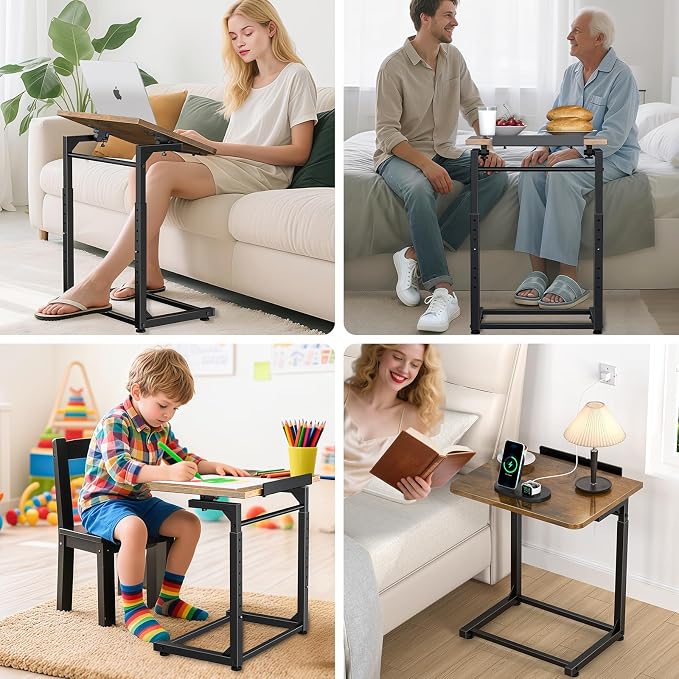 Tv Tray Table, 8-Level Adjustable Height Couch Side Table，90° Tilt Angle - Image 7