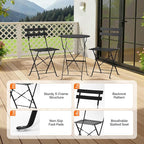 VINGLI Outdoor Folding Bistro Table and Chairs Set of 2, 3-Piece Bistro Set - Image 8