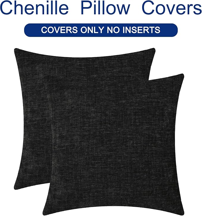 CaliTime Decorative Couch Throw Pillow Covers 26 X 26 Inches Black | Pack of 2 - Image 6