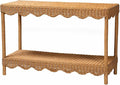 Bali & pari Oteria Bohemian Light Honey Scalloped Rattan Console Table by balipari