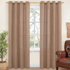 Mocha Brown Linen Semi Sheer Curtains 52X80 Inch Length by YoungsTex