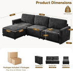110.6" L Shaped Sectional Sofa, Modular Cloud Deep Seat Couch - Image 2