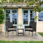 FDW | 3-Piece Patio Furniture Set | Black | Outdoor Wicker Furniture - Image 5