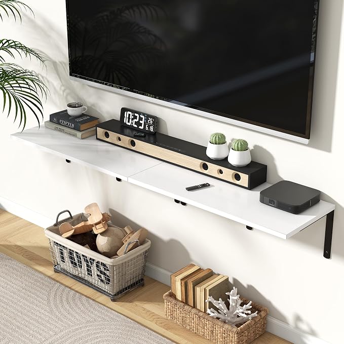 Fun Memories Floating Shelves for Wall, 12 Inch Deep Floating Shelves Set of 2 - Image 2