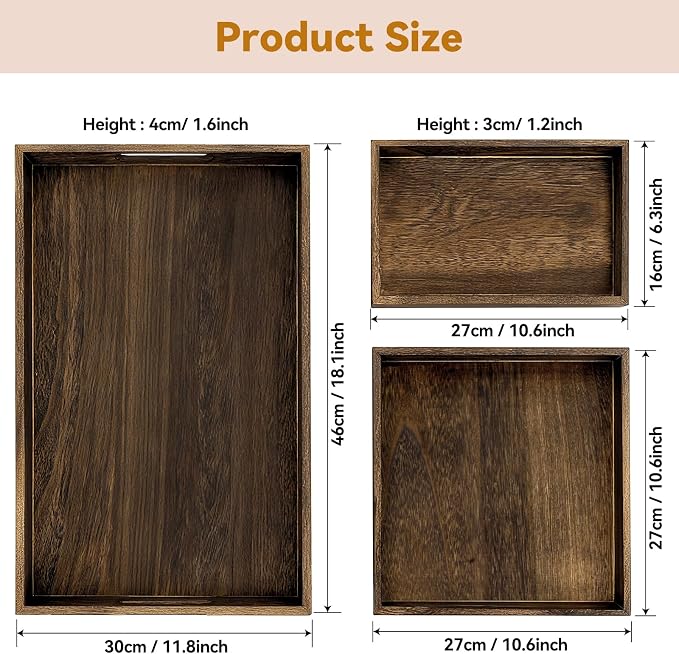 3-Piece Wooden Serving Tray Set - Image 5