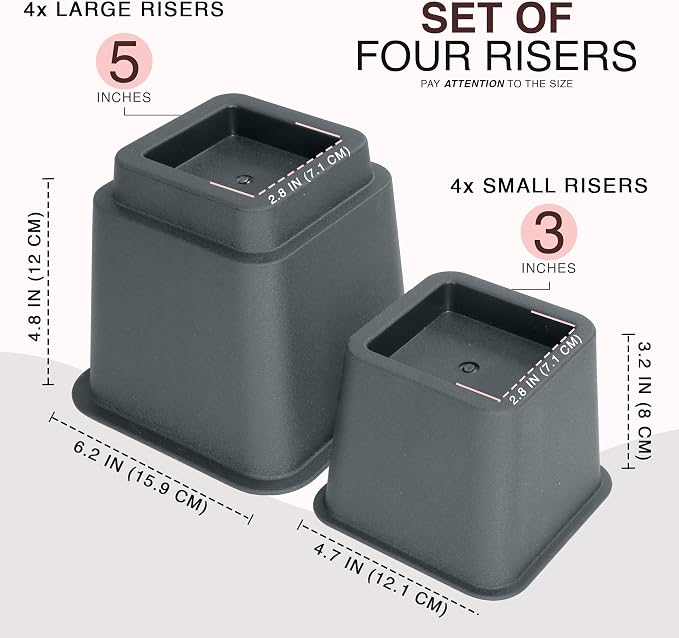 Utopia Bedding Bed Riser, 3 & 5 Inches Adjustable Furniture Risers - Image 2