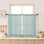 Chyhomenyc Aqua Green Semi Sheer Curtains 36 Inch Length, Light Filtering Faux by Chyhomenyc