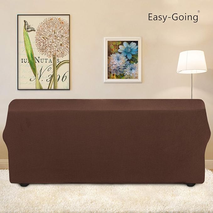 Easy-Going Stretch 4 Seater Oversized Sofa Couch Cover Coffee | 1-Piece Extra - Image 3