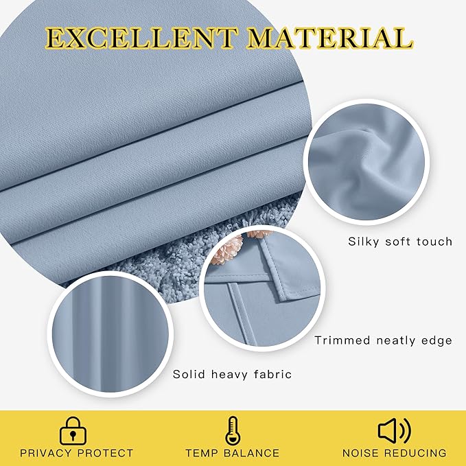 NICETOWN Vintage Blue Blackout Curtains 108 inches Long - Image 3
