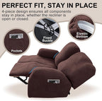 Recliner Loveseat Covers, 4-Piece Stretch Geometric Strokes Jacquard Reclining - Image 4