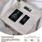 T4TREAM Nightstand with Charging Station, End Table, Side Table with 2 Drawers - Image 4