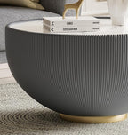 Round Marble Coffee Table Set of 2, 2 Piece White Coffee Table and End Table - Image 7