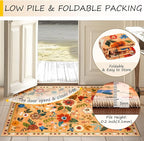 Floral Washable 2x6 Area Rugs Runner Entryway Hallway Yellow/Orange/Red | - Image 6