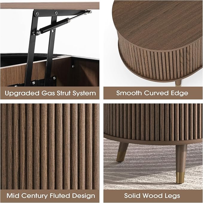JOINICE 42.5" Oval Lift Top Coffee Table - Image 4