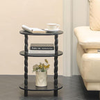 MaxSmeo Black Side Table, 3-Tier Small Oval End Table, Modern Night Stand Wood - Image 2