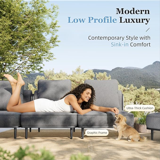 HERA'S HOUSE Metal Patio Furniture Set, Modular 7 Seats and 1 Nesting Coffee - Image 2
