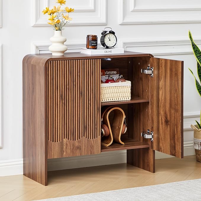 FurSch Fluted Sideboard Buffet Cabinet Set of 3, Mid Century Modern Storage - Image 5
