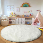 Cream White Round Rugs 5ft for Bedroom Living Room, Ivory Fluffy Circle Area - Image 7