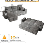 90 Inch Modular Sectional Sleeper Sofa Bed, 4 in 1 Pull Out Couch Bed - Image 3