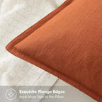 MIULEE Decorative Linen Euro Sham Pillow Covers 26x26 Rust | Boho Farmhouse​ - Image 2