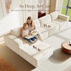 Vesgantti 159" Large Modular Sectional Sofa, L-Shaped Corduroy Cloud Couch - Image 5