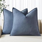 MIULEE Decorative Linen Pillow Covers 20x20 Inch Blue Ashes | Boho Farmhouse​ by MIULEE