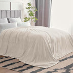 BEDELITE Fleece Blanket Soft Plush Oversized Bed Blanket Beige 120"x120" | - Image 7
