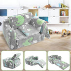 2-in-1 Soft Plush Toddler Couch & Chair – Fold Out Convertible Sofa to Lounger - Image 4