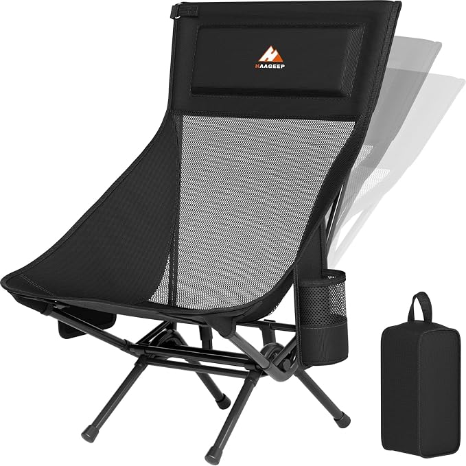 Armless Rocking Camping Chair for Adults, Portable Folding Outdoor Rocker by HAAGEEP