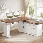 SEDETA Farmhouse L Shaped Standing Desk, 55 inch Height Adjustable Corner Desk by SEDETA