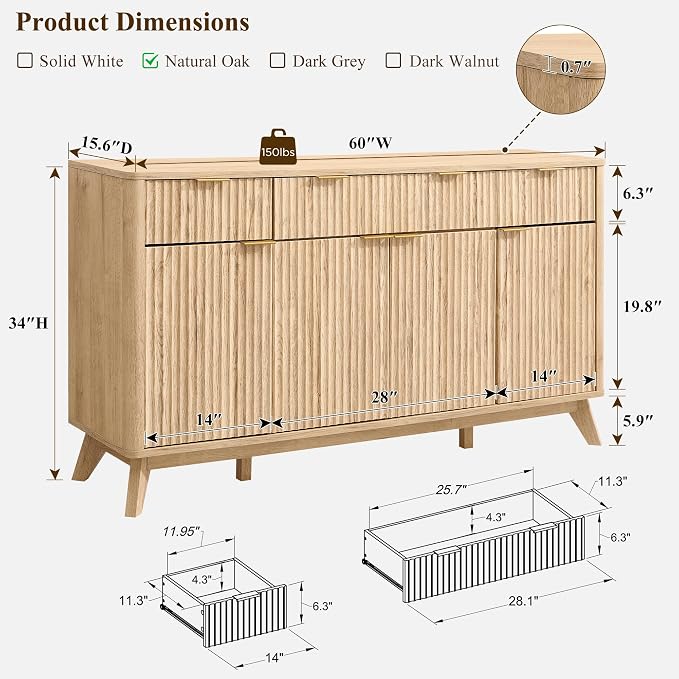T4TREAM Large Buffet Sideboard Cabinet - Image 2