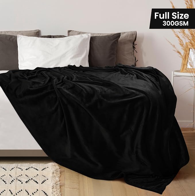 Utopia Bedding Ultra Soft Fleece Bed Blanket Full Size Black | Microfiber Plush - Image 2