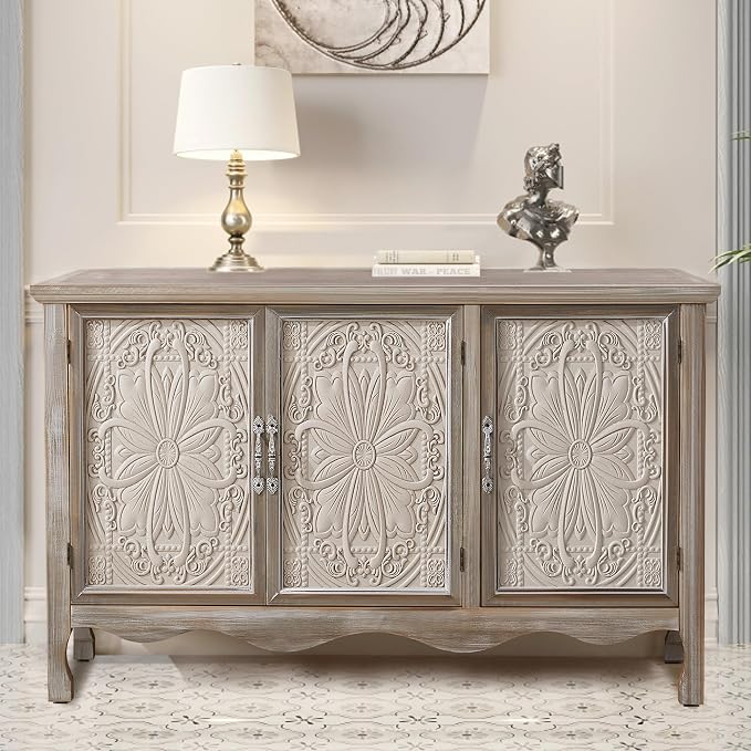 RoyalCraft Buffet Cabinet with Storage, Vintage Solid Wood Sideboard with 3 - Image 3
