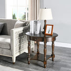 Oval End Table with Drawer, Solid Wood Sofa Side Table with Storage Shelf - Image 9