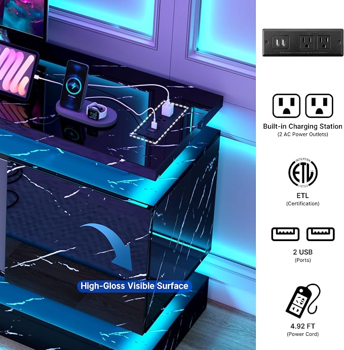 chartustriable 71IN LED TV Stands w/Power Outlet - Image 2