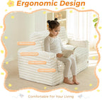 MAXYOYO Extra Wide Kids Bean Bag Chair, Comfy Faux Fur Bean Bag Sofa - Image 9