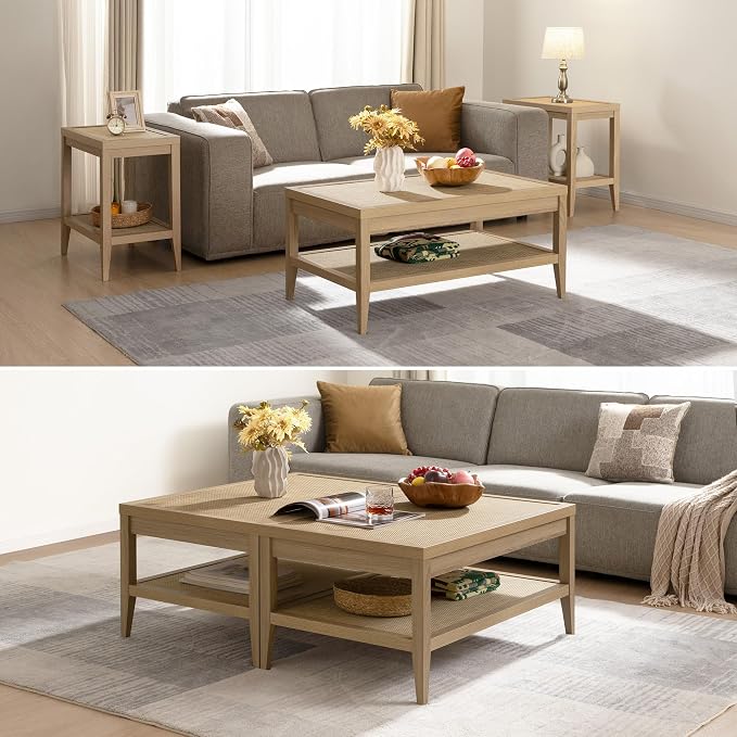 SICOTAS Rattan Coffee Table for Living Room - Image 9
