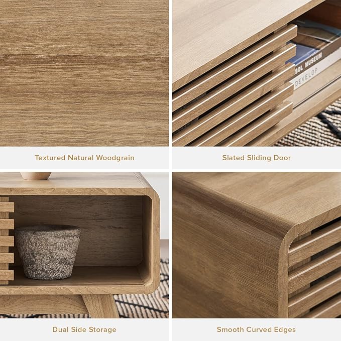 mopio Ensley Coffee Table with Storage, Mid Century Modern, Farmhouse Wood - Image 3